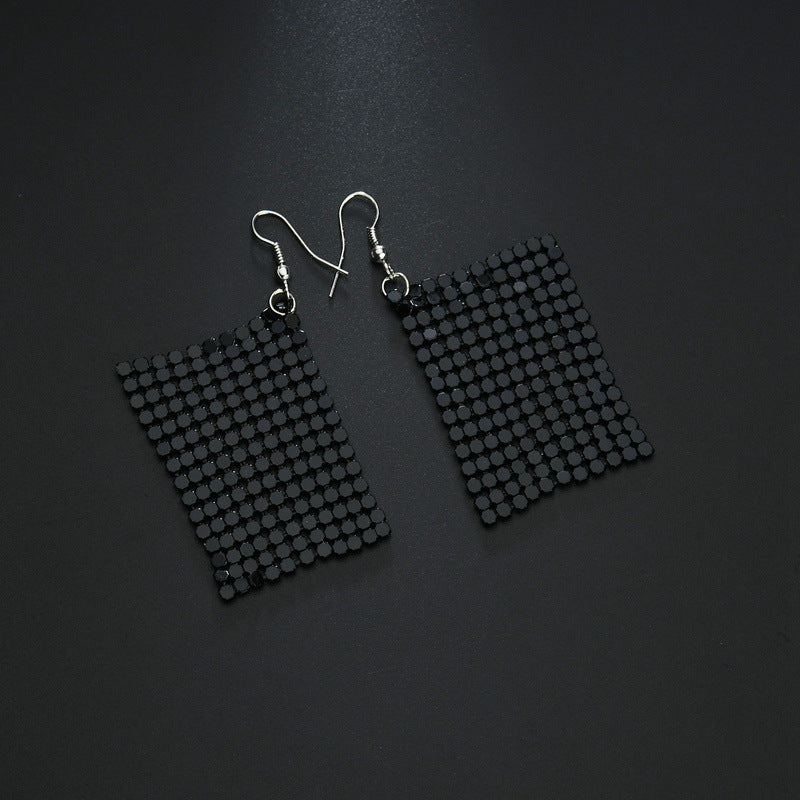 Wholesale New Arrival Sequin Exaggerated Multicolor Large Area Sequin All-match Metal Earrings